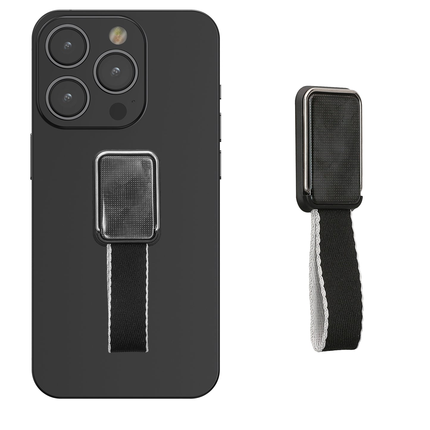 kwmobile Smartphone Finger Holder Grip with Stand - Finger Holder for Magnetic Car Mounts - Self-Adhesive Phone Finger Holder