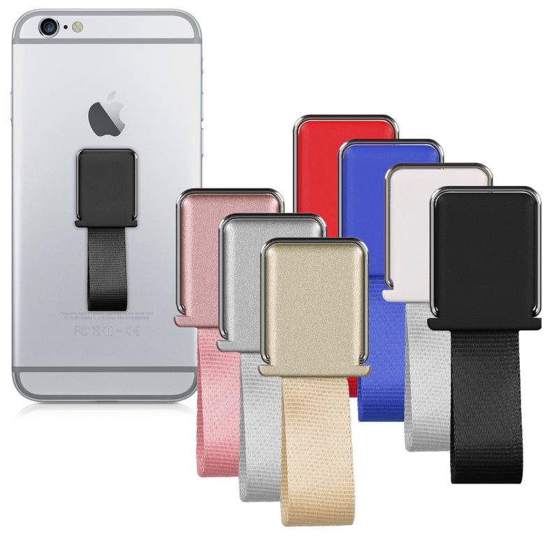 kwmobile Smartphone Fingerhalter Griff mit Ständer - Finger Halter für magnetische Autohalterungen - Selbstklebende Handy Fingerhalterung Schwarz Schwarz  