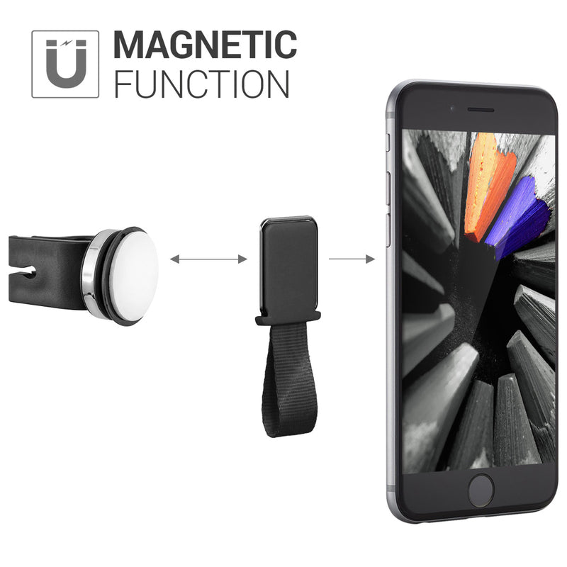 kwmobile Smartphone Finger Holder Grip with Stand - Finger Holder for Magnetic Car Mounts - Self-Adhesive Phone Finger Holder