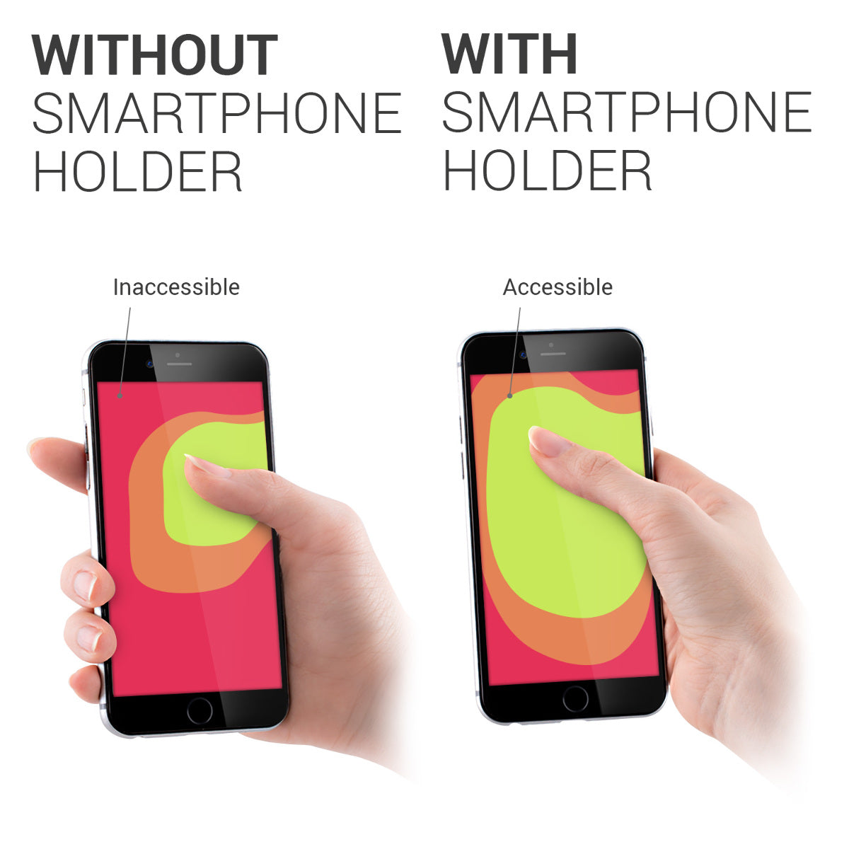 kwmobile Smartphone Finger Holder Grip with Stand - Finger Holder for Magnetic Car Mounts - Self-Adhesive Phone Finger Holder