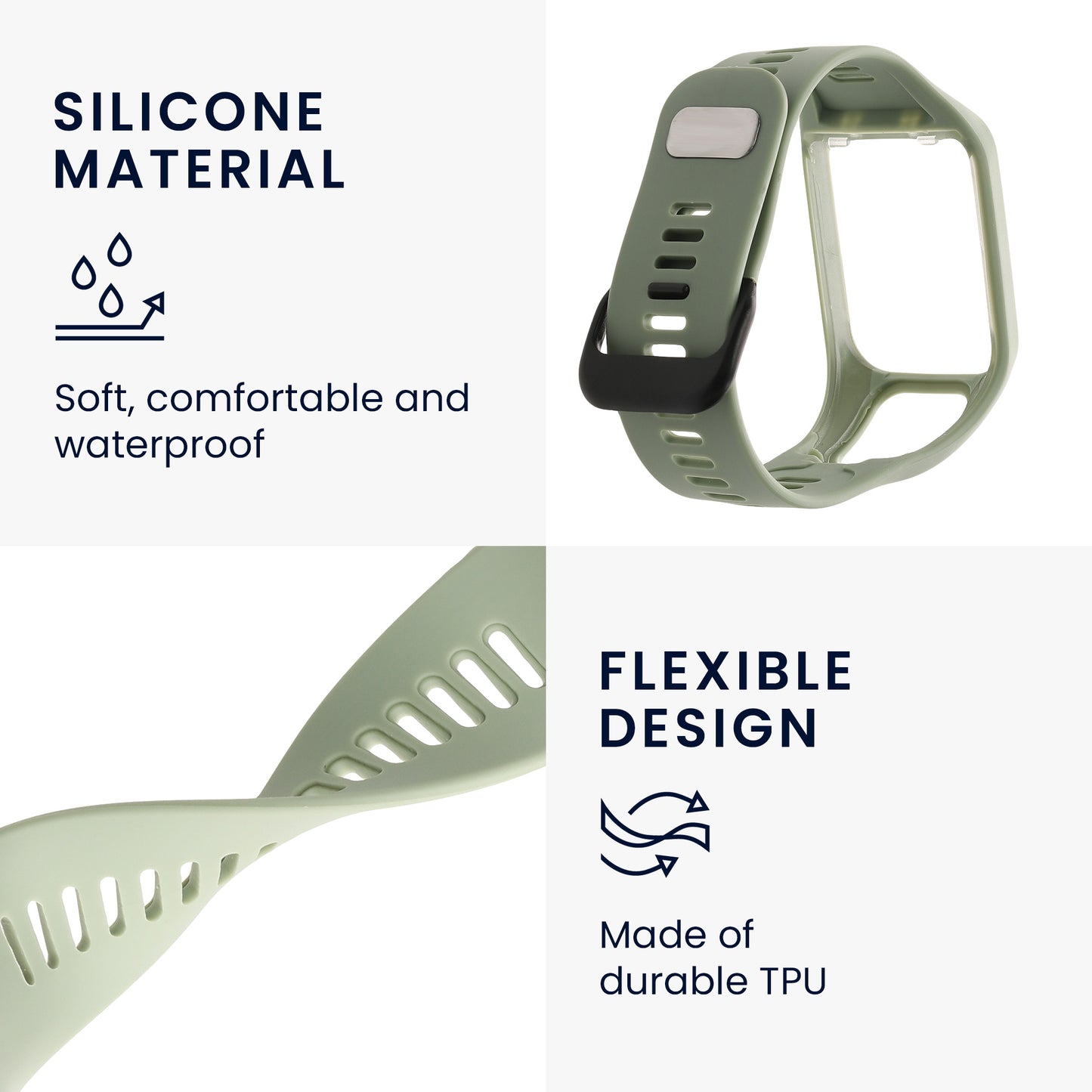kwmobile Silicone Watch Strap for TomTom Adventurer/Runner 3/Spark 3/Golfer 2 Wristband Replacement Strap for Fitness Tracker Smartwatch