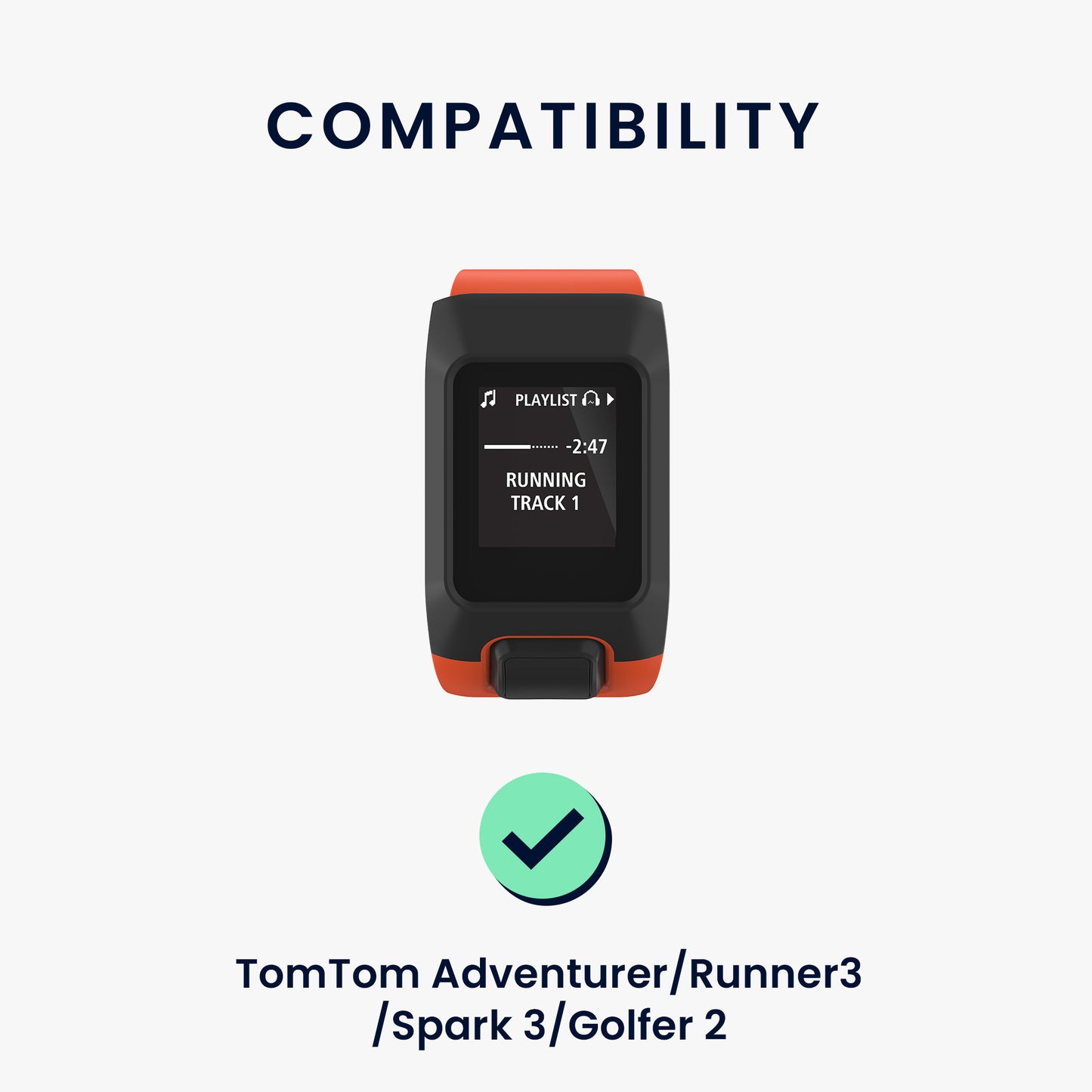 kwmobile Silicone Watch Strap for TomTom Adventurer/Runner 3/Spark 3/Golfer 2 Wristband Replacement Strap for Fitness Tracker Smartwatch