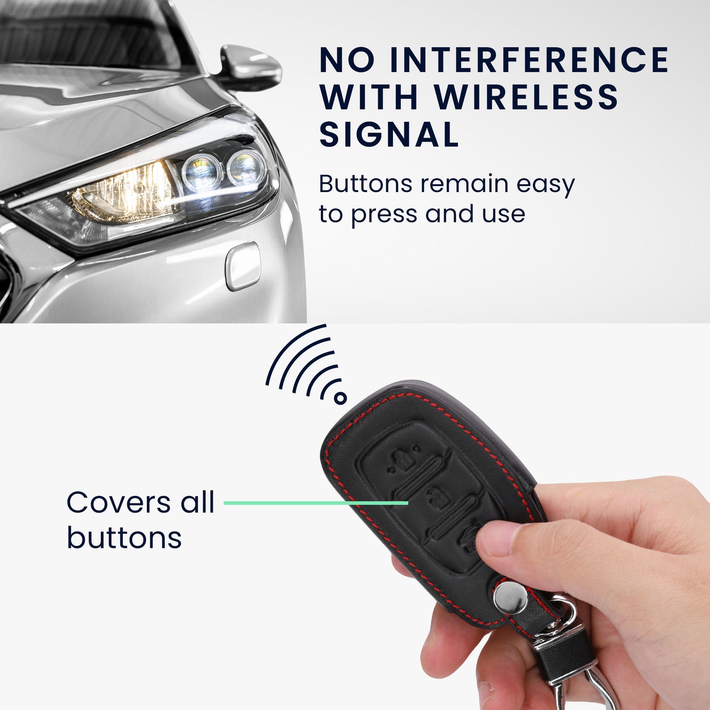 Faux Leather Case compatible with Hyundai Kia Car Key