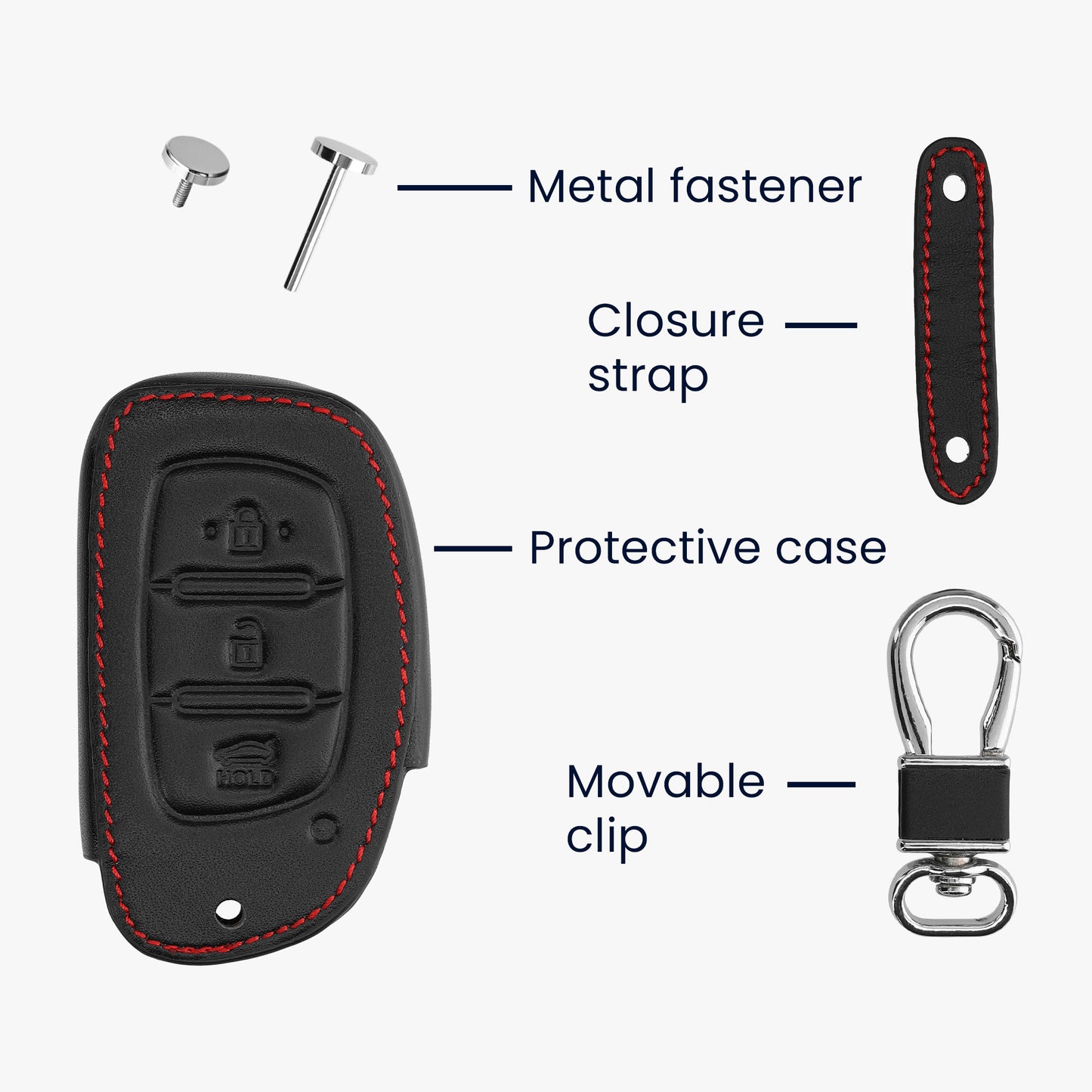 Faux Leather Case compatible with Hyundai Kia Car Key