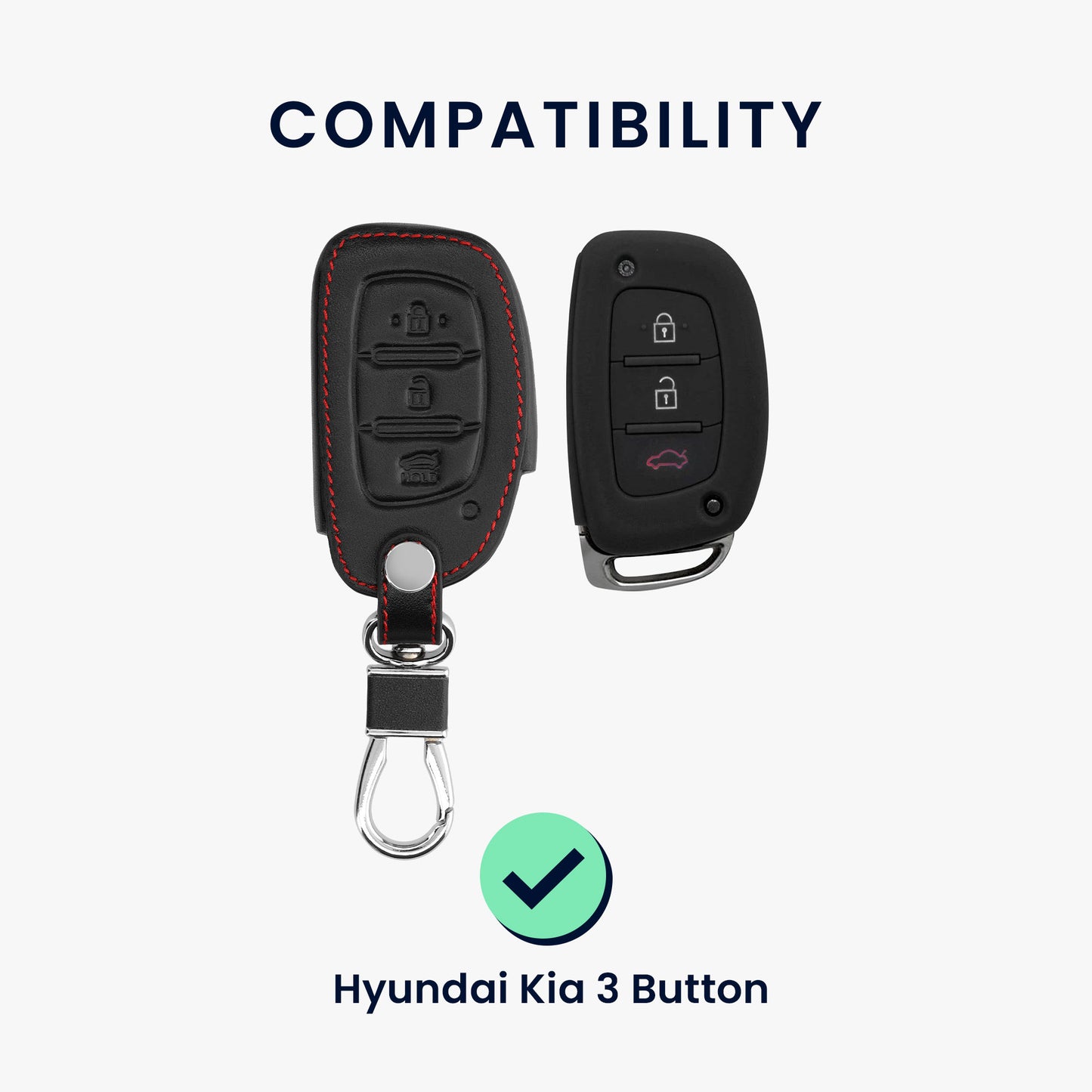 Faux Leather Case compatible with Hyundai Kia Car Key
