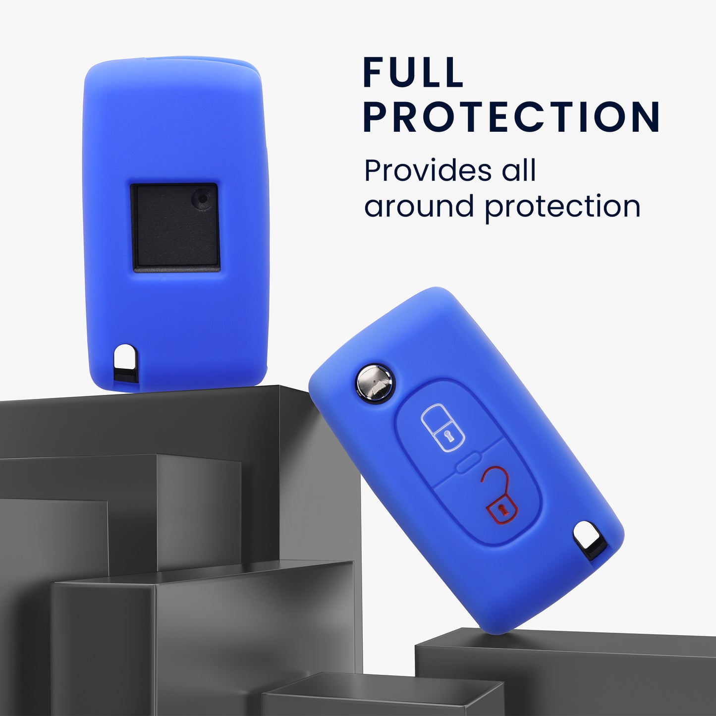 kwmobile Car Key Cover Compatible with Peugeot Citroen 2-Button Foldable Car Key