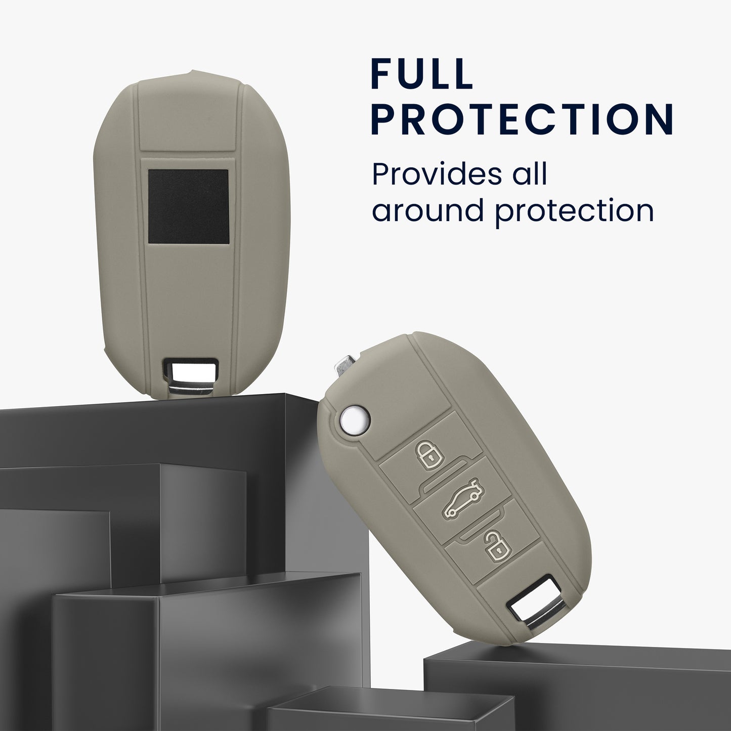 kwmobile Car Key Cover Compatible with Peugeot Citroen 3 Button Folding Car Key - Key Fob Cover