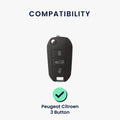 kwmobile Car Key Cover Compatible with Peugeot Citroen 3 Button Folding Car Key - Key Fob Cover