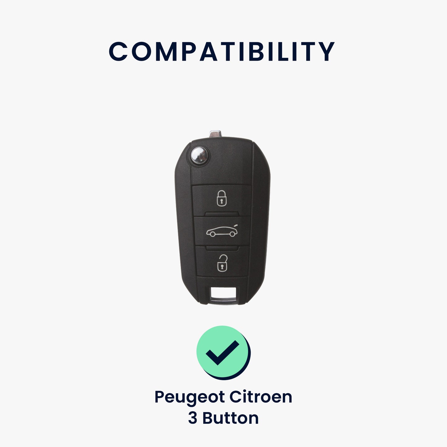 kwmobile Car Key Cover Compatible with Peugeot Citroen 3 Button Folding Car Key - Key Fob Cover