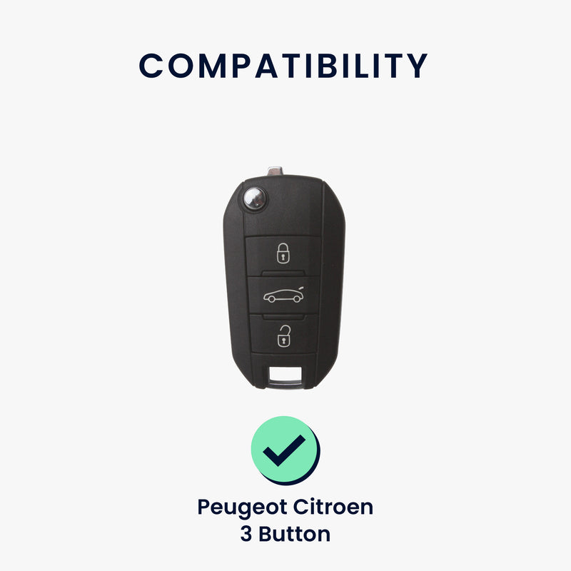 kwmobile Car Key Cover Compatible with Peugeot Citroen 3 Button Folding Car Key - Key Fob Cover
