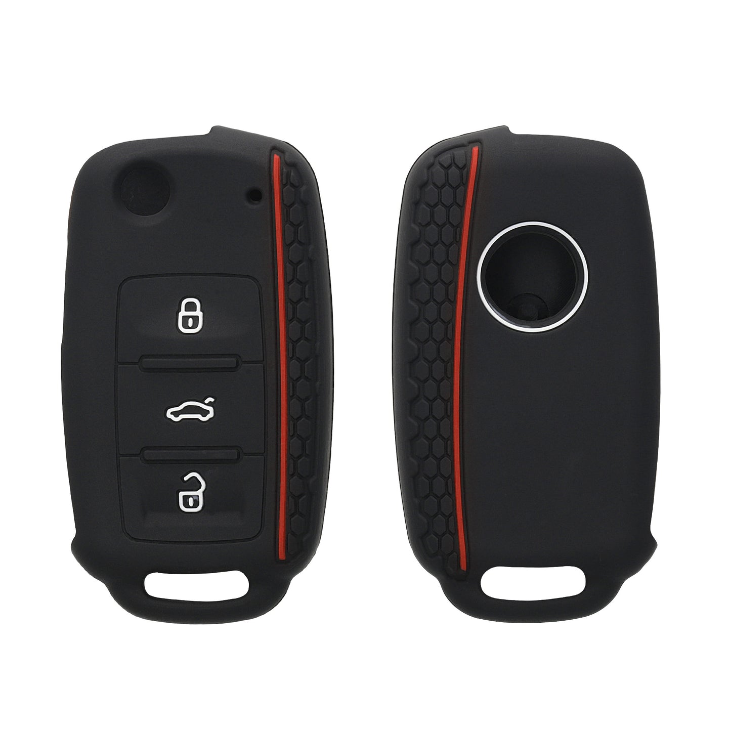 kwmobile Car Key Protection Case Compatible with VW Skoda Seat 3-Button Car Key Fob Cover