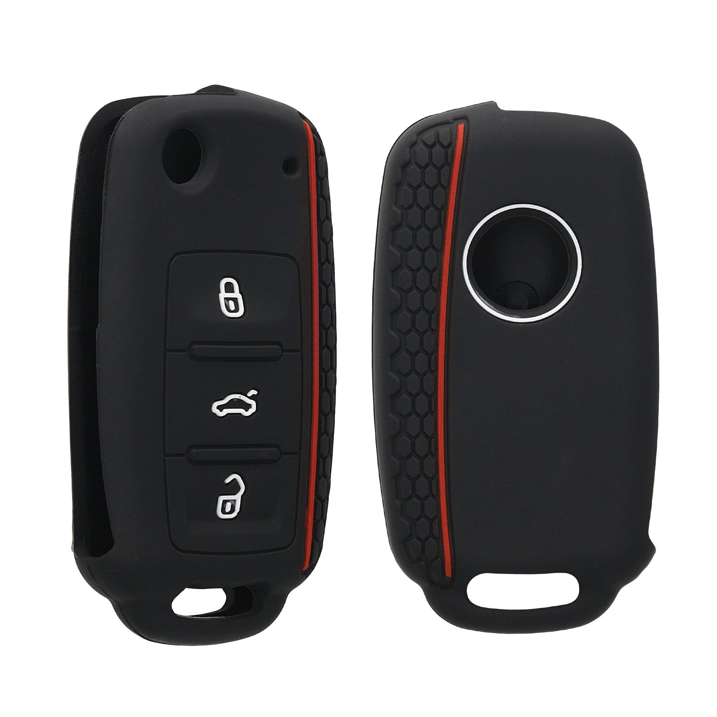 kwmobile Car Key Protection Case Compatible with VW Skoda Seat 3-Button Car Key Fob Cover