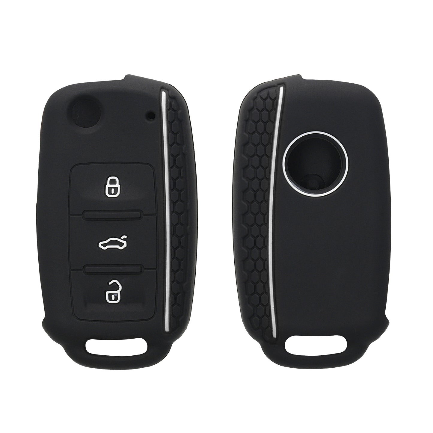 kwmobile Car Key Protection Case Compatible with VW Skoda Seat 3-Button Car Key Fob Cover