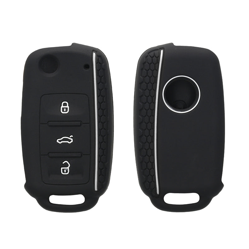 kwmobile Car Key Protection Case Compatible with VW Skoda Seat 3-Button Car Key Fob Cover