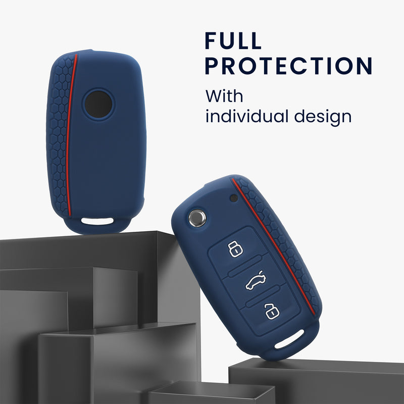 kwmobile Car Key Protection Case Compatible with VW Skoda Seat 3-Button Car Key Fob Cover