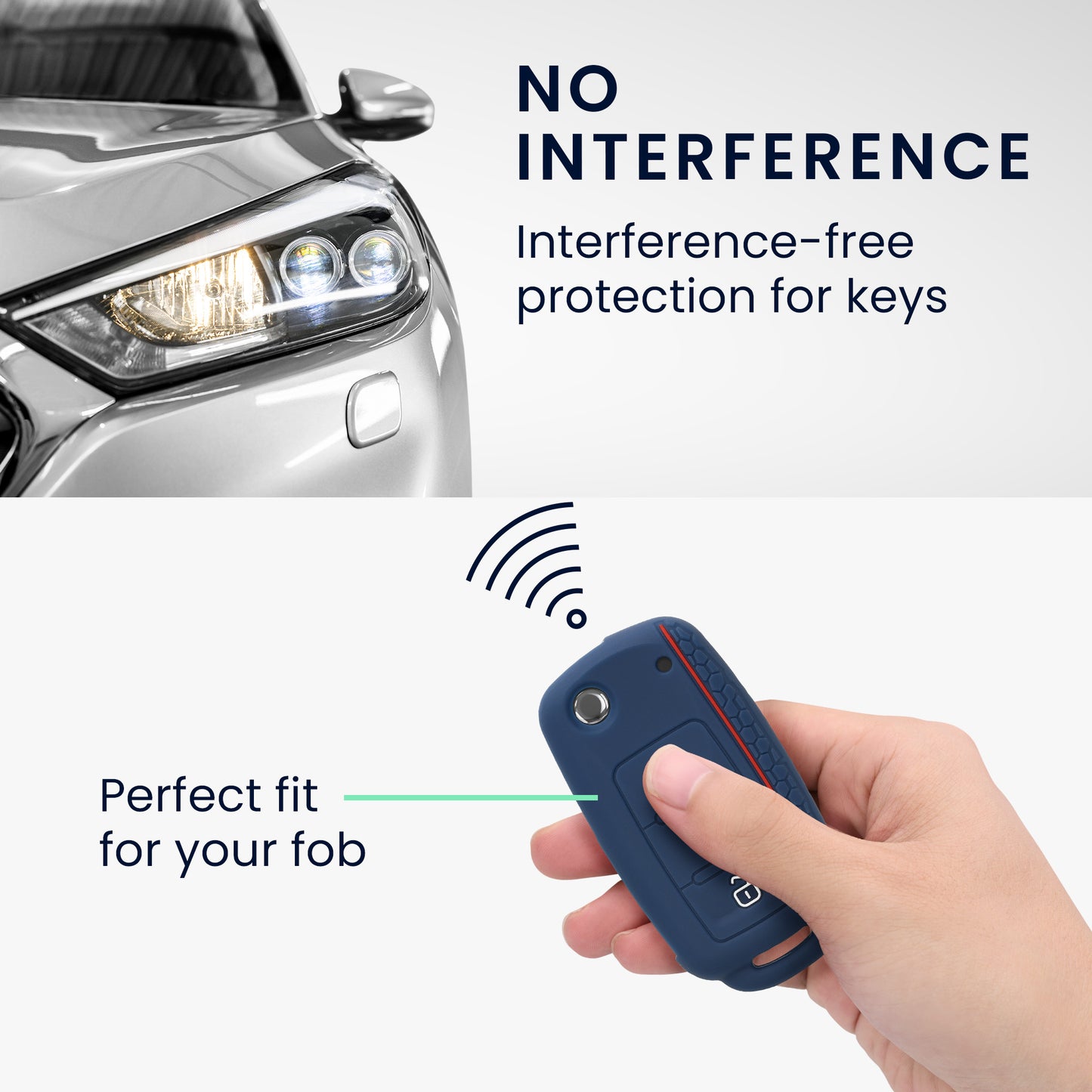kwmobile Car Key Protection Case Compatible with VW Skoda Seat 3-Button Car Key Fob Cover