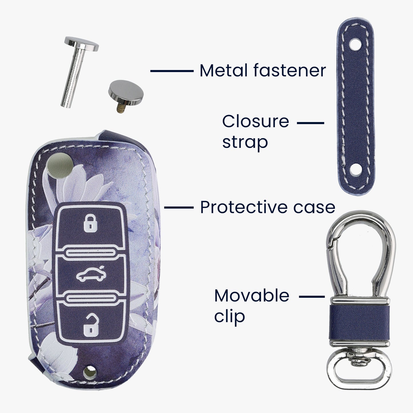 kwmobile Car Key Case Compatible with VW Skoda Seat 3-Button Car Key Protective Cover