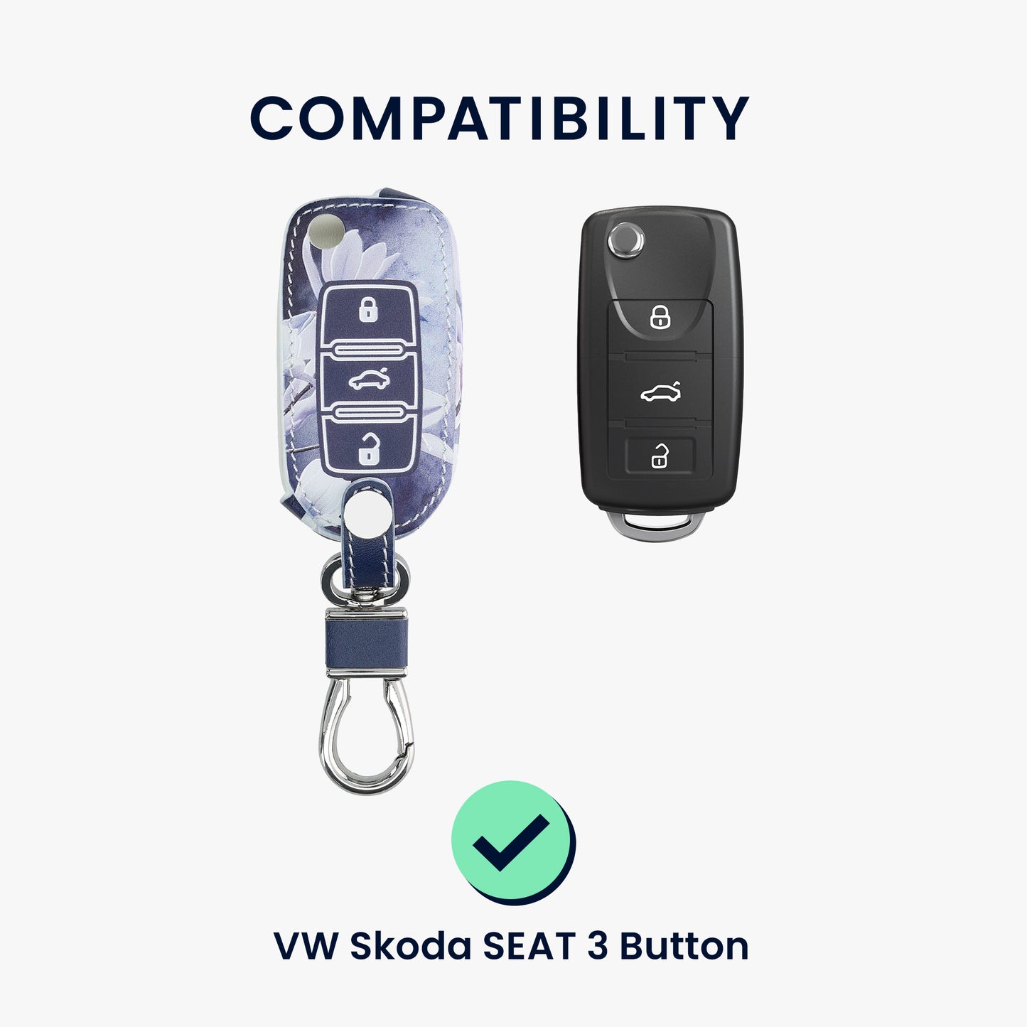 kwmobile Car Key Case Compatible with VW Skoda Seat 3-Button Car Key Protective Cover