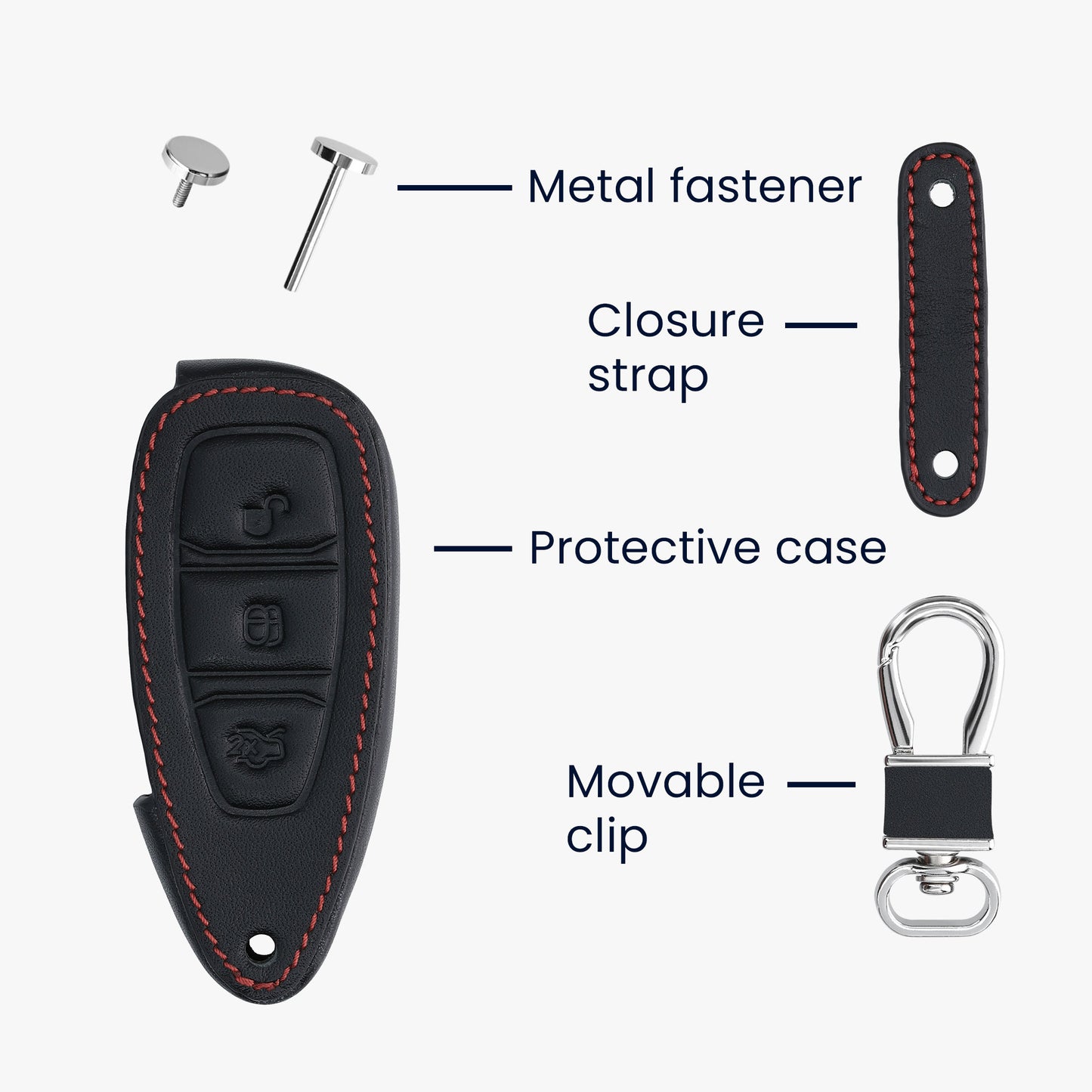 kwmobile Car Key Cover compatible with Ford 3-Button Car Key Keyless Go - Protective Case Key Fob Cover Don't touch my Key