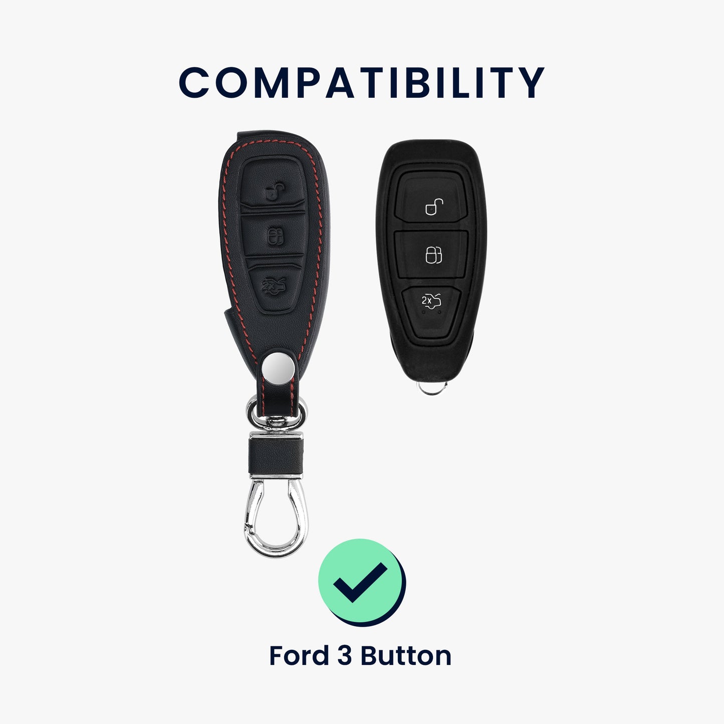 kwmobile Car Key Cover compatible with Ford 3-Button Car Key Keyless Go - Protective Case Key Fob Cover Don't touch my Key