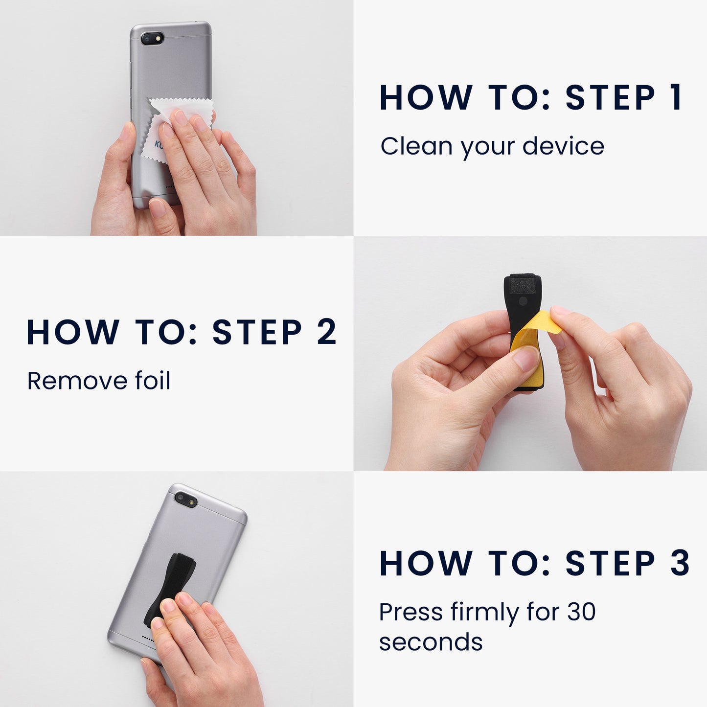 kwmobile Smartphone Finger Holder Set - Mobile Phone Grip Holder One-Hand Operation - 3x Mobile Phone Holder
