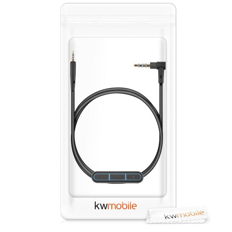 kwmobile Headphone Cable for Bose QuietComfort 35 / 35II / 25 / QC25 / QC35 II / QC35 / On-Ear 2 / OE2 / OE2i / SoundTrue - Replacement Cable Microphone Volume Control - 3.5mm Jack