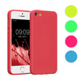 kwmobile Hülle kompatibel mit Apple iPhone SE (1.Gen 2016) / iPhone 5 / iPhone 5S Hülle - weiches TPU Silikon Case - Cover geeignet für kabelloses Laden - Neon Rot Neon Rot  