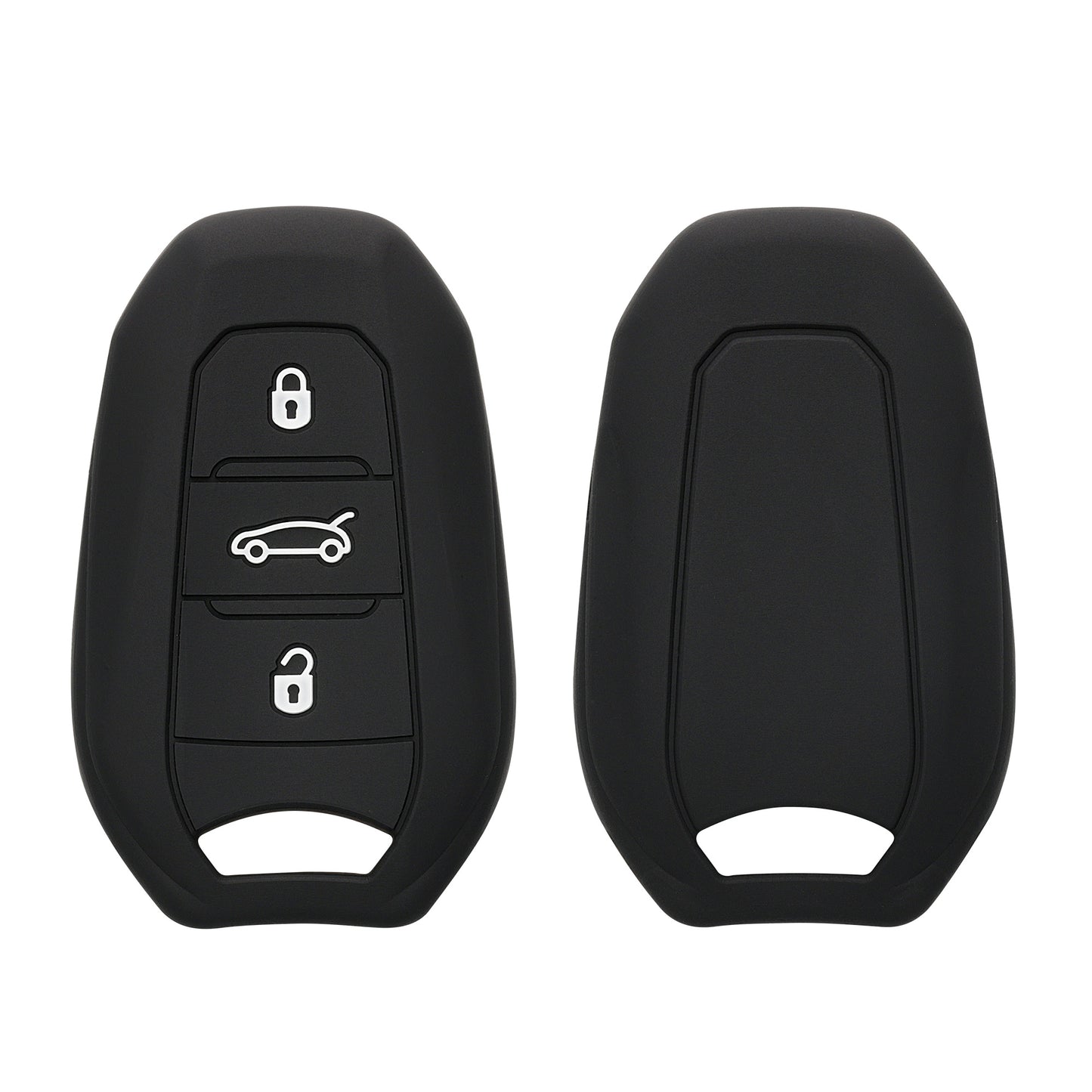 kwmobile Autoschlüssel Silikon Hülle kompatibel mit Peugeot Citroen 3-Tasten Smartkey Autoschlüssel (nur Keyless Go) - Schlüsselhülle in Schwarz Schwarz  