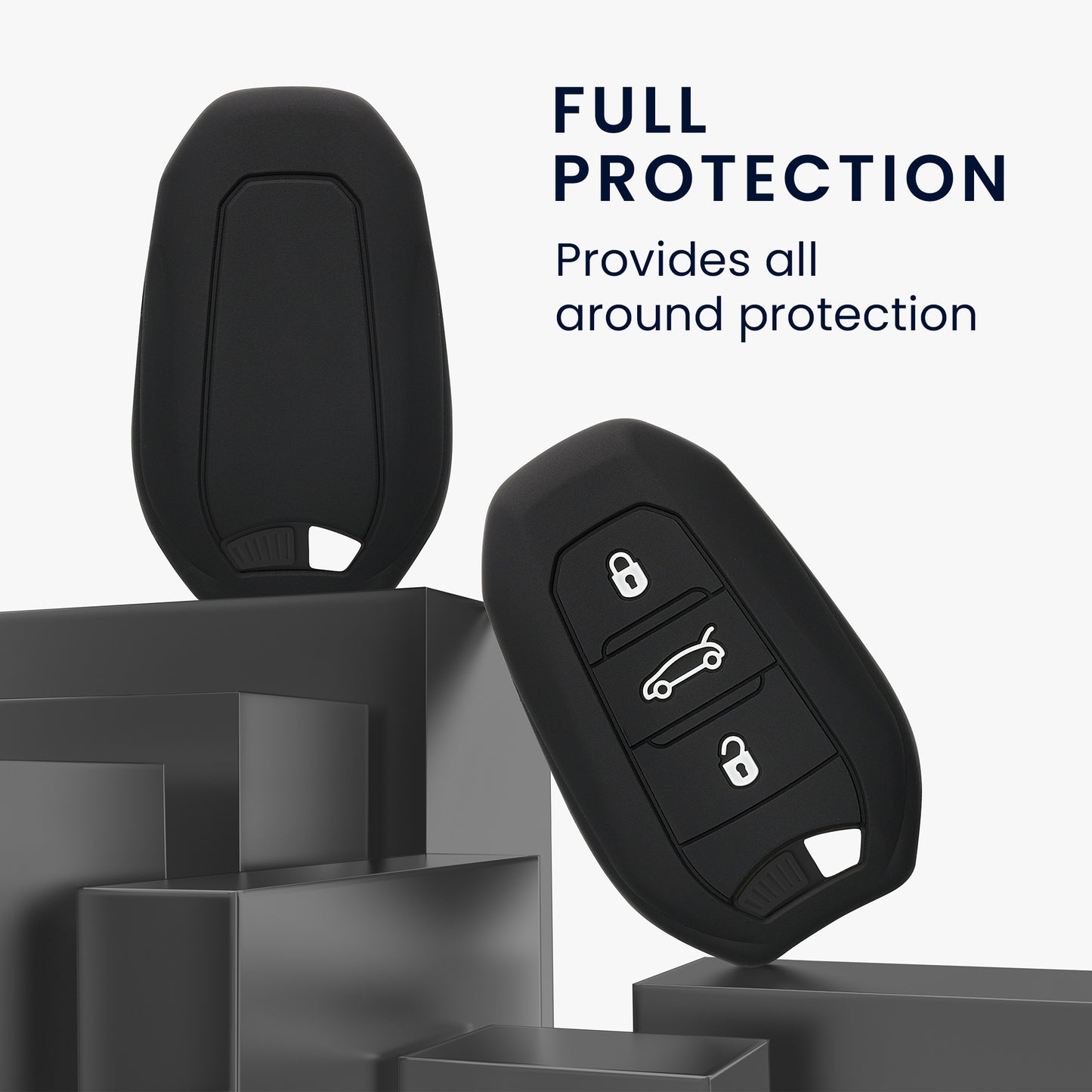 kwmobile Car Key Cover compatible with Peugeot Citroen 3-Button Smart Key (Keyless Go only)