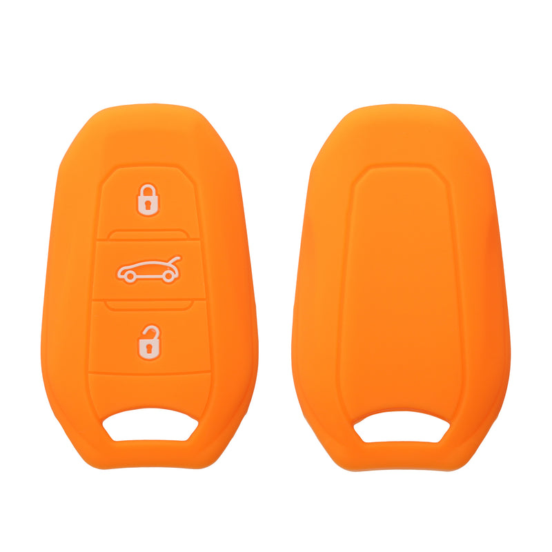 kwmobile Autoschlüssel Silikon Hülle kompatibel mit Peugeot Citroen 3-Tasten Smartkey Autoschlüssel (nur Keyless Go) - Schlüsselhülle in Fruity Orange Fruity Orange  