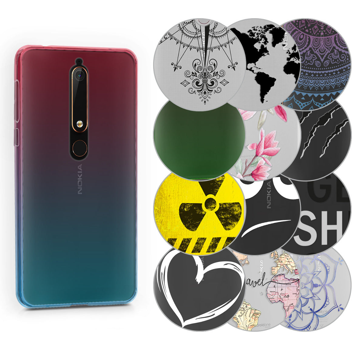 kwmobile Case kompatibel mit Nokia 6.1 (2018) - Hülle Handy - Handyhülle Zwei Farben Pink Blau Transparent Pink  [dsg03]