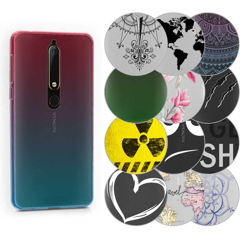 kwmobile Case kompatibel mit Nokia 6.1 (2018) - Hülle Handy - Handyhülle Zwei Farben Pink Blau Transparent Pink  [dsg03]