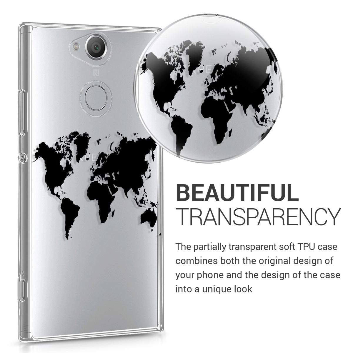 kwmobile Case Compatible with Sony Xperia XA2 - Cell Phone Cover - Transparent Phone Case