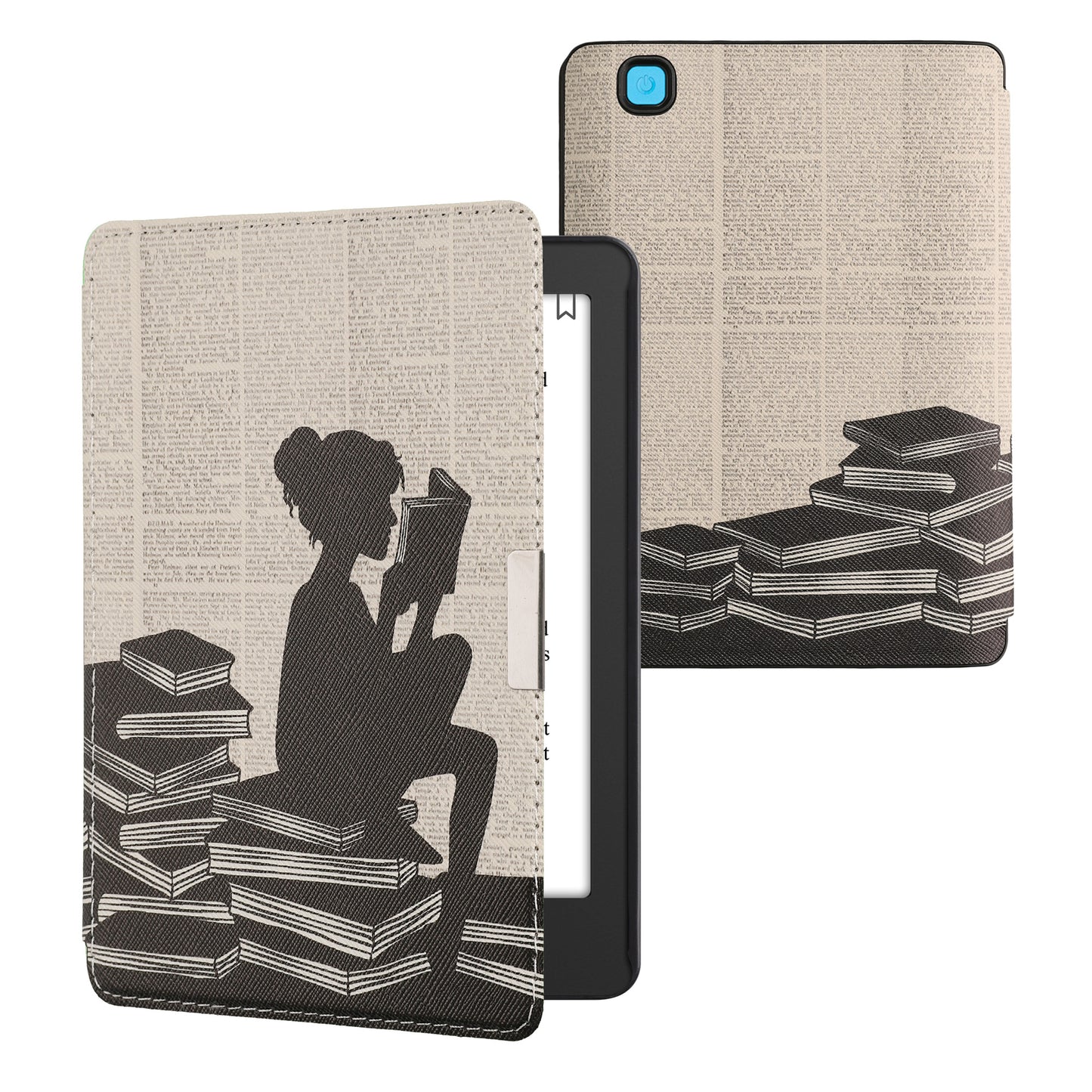 kwmobile Case for Kobo Aura Edition 2 - eReader Flip Cover with Auto Sleep Function - Galaxy Tree Meadow