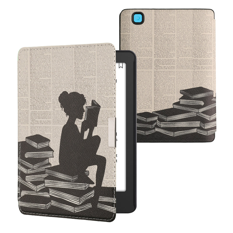 kwmobile Case for Kobo Aura Edition 2 - eReader Flip Cover with Auto Sleep Function - Galaxy Tree Meadow