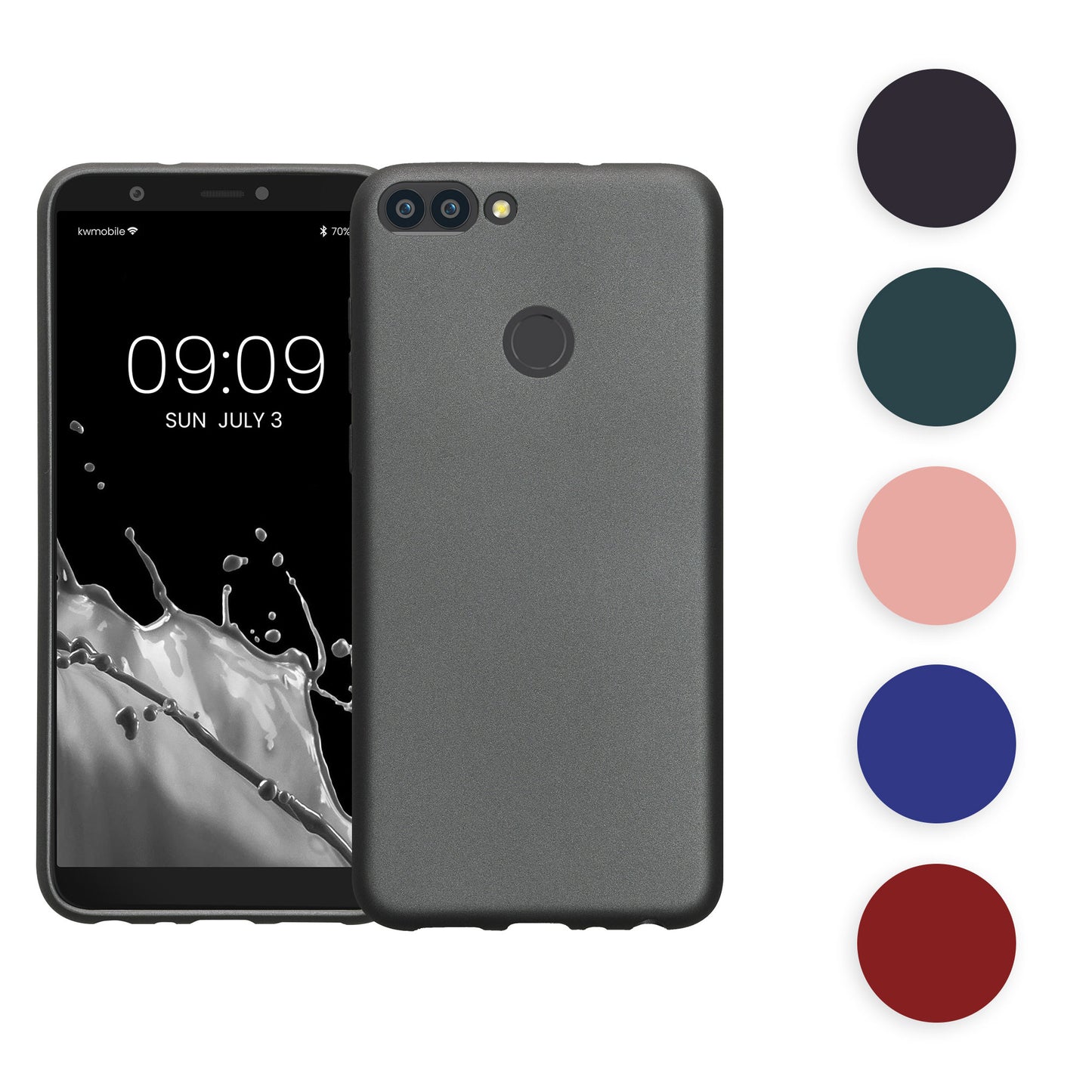 kwmobile Case kompatibel mit Huawei Enjoy 7S / P Smart (2017) Hülle - Schutzhülle aus Silikon metallisch schimmernd - Handyhülle Metallic Brombeere Metallic Brombeere  