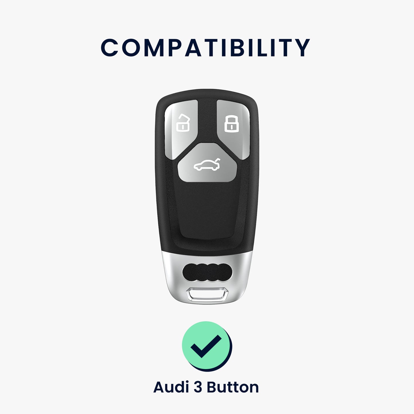 kwmobile Car Key Cover Compatible with Audi 3-Button Smart Key Car Key (Keyless Go Only)