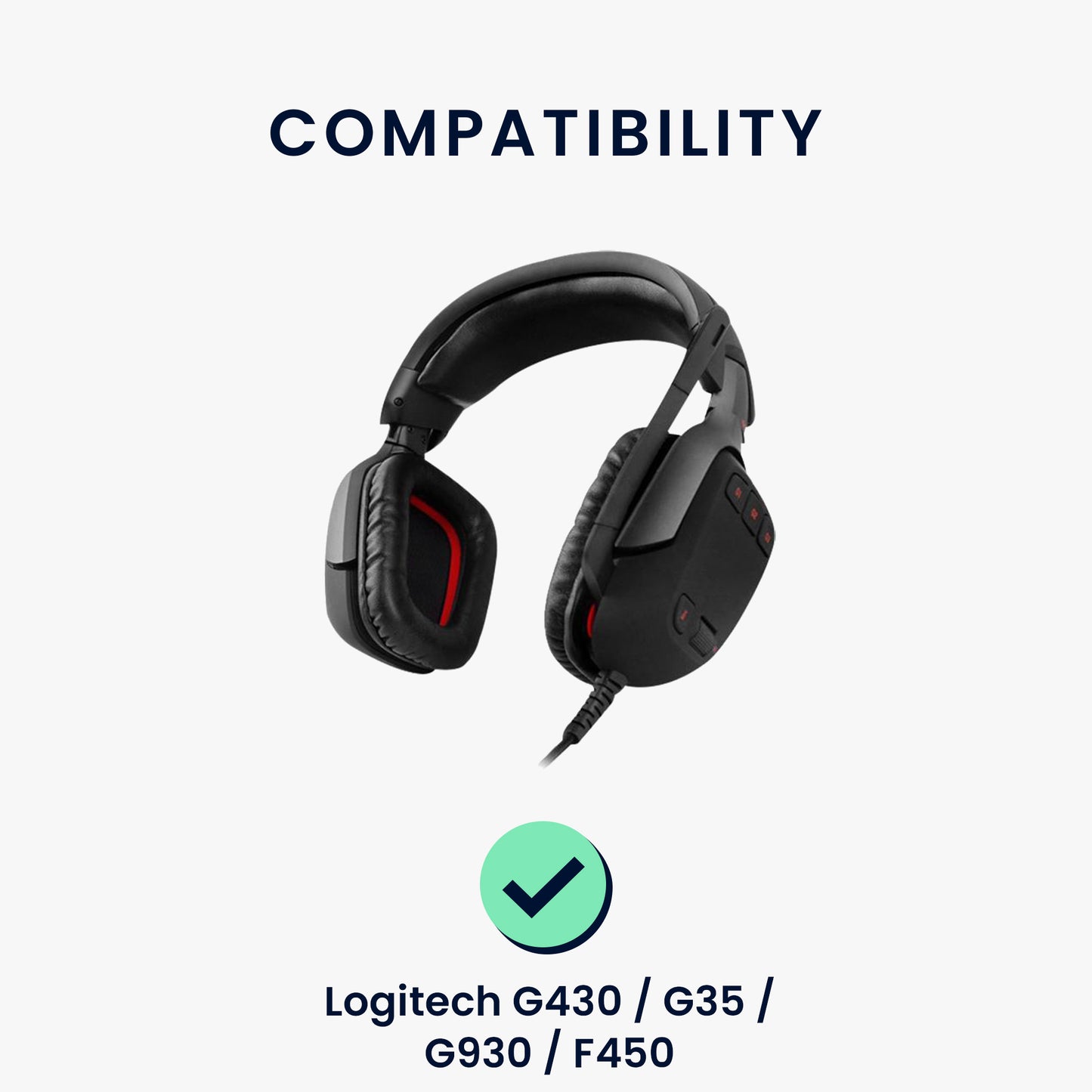 kwmobile Ear Pads for Logitech G430 / G35 / G930 / F450 Earpads Replacement Ear Pads Headphone Replacement Parts Headphone Replacement Cushions Over Ear Headphones