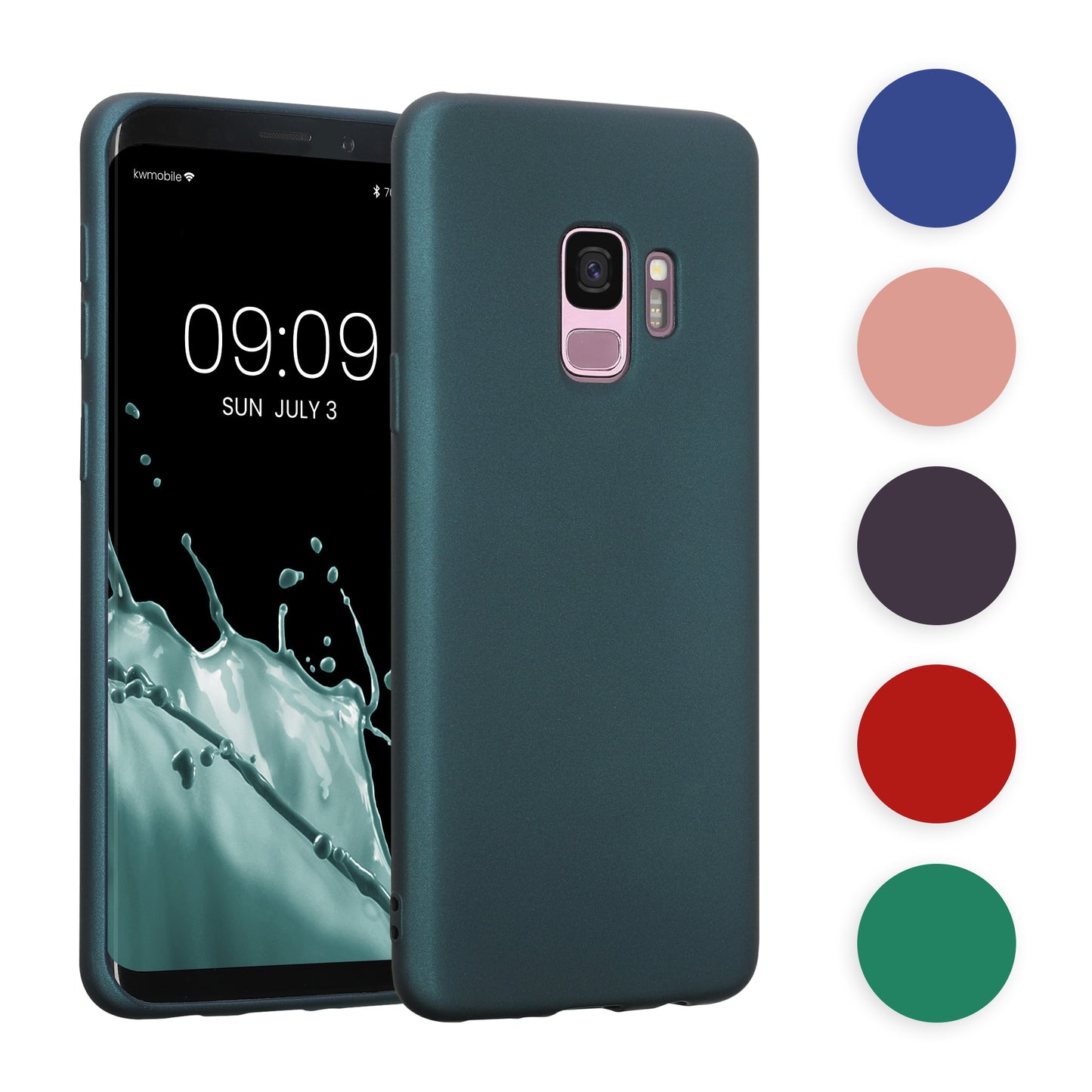 kwmobile Case kompatibel mit Samsung Galaxy S9 Hülle - Schutzhülle aus Silikon metallisch schimmernd - Handyhülle Metallic Türkis Metallic Türkis  