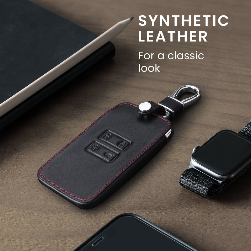 kwmobile Car Key Cover Compatible with Renault 4-Button Smartkey (Keyless Go Only) Faux Leather Protective Case Key Fob Cover