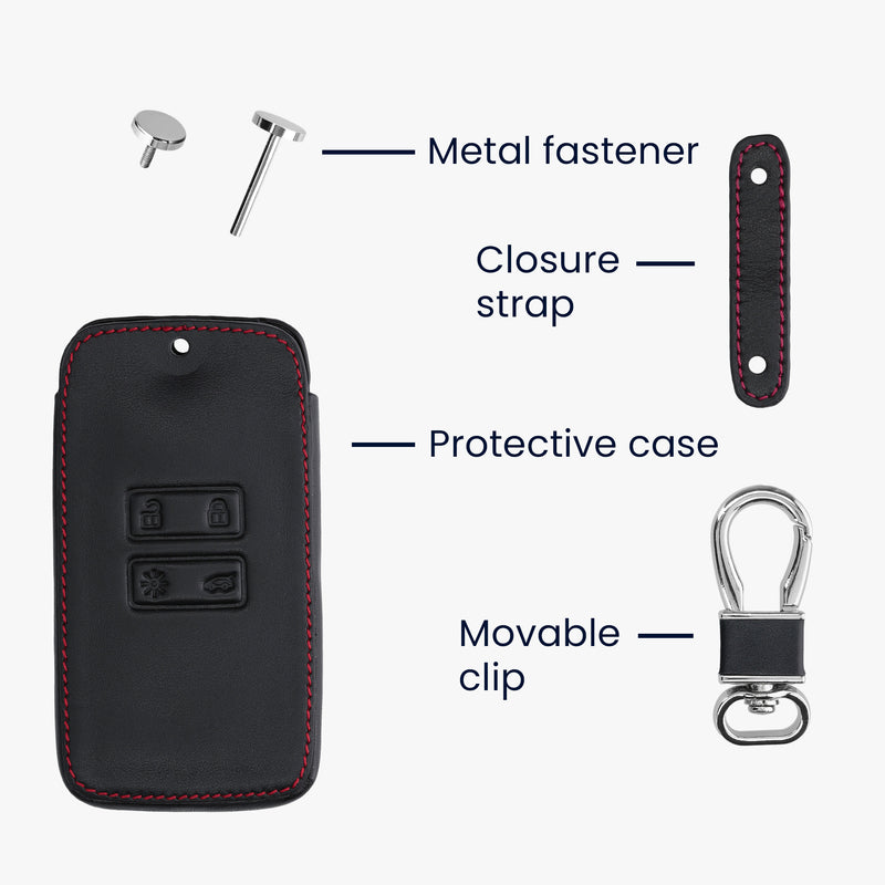 kwmobile Car Key Cover Compatible with Renault 4-Button Smartkey (Keyless Go Only) Faux Leather Protective Case Key Fob Cover