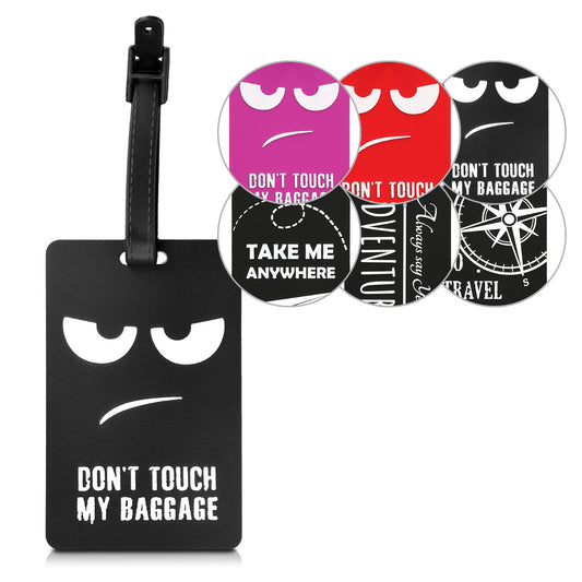 kwmobile Kofferanhänger Adressanhänger Koffer Tag - Namensschild Schulranzen Gepäck Anhänger - Reise Gepäckanhänger Don't touch my baggage Weiß  [dsg03]