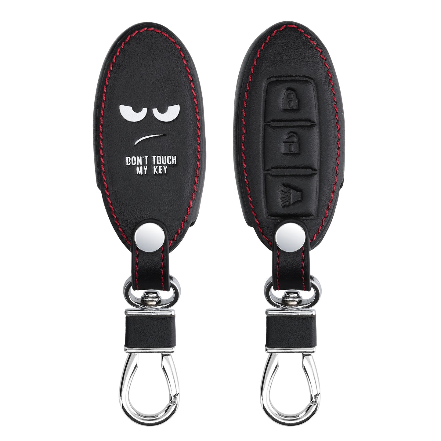 kwmobile Car Key Cover Compatible with Nissan 3-Button Car Key Faux Leather Protective Case Key Fob Cover Don't touch my Key