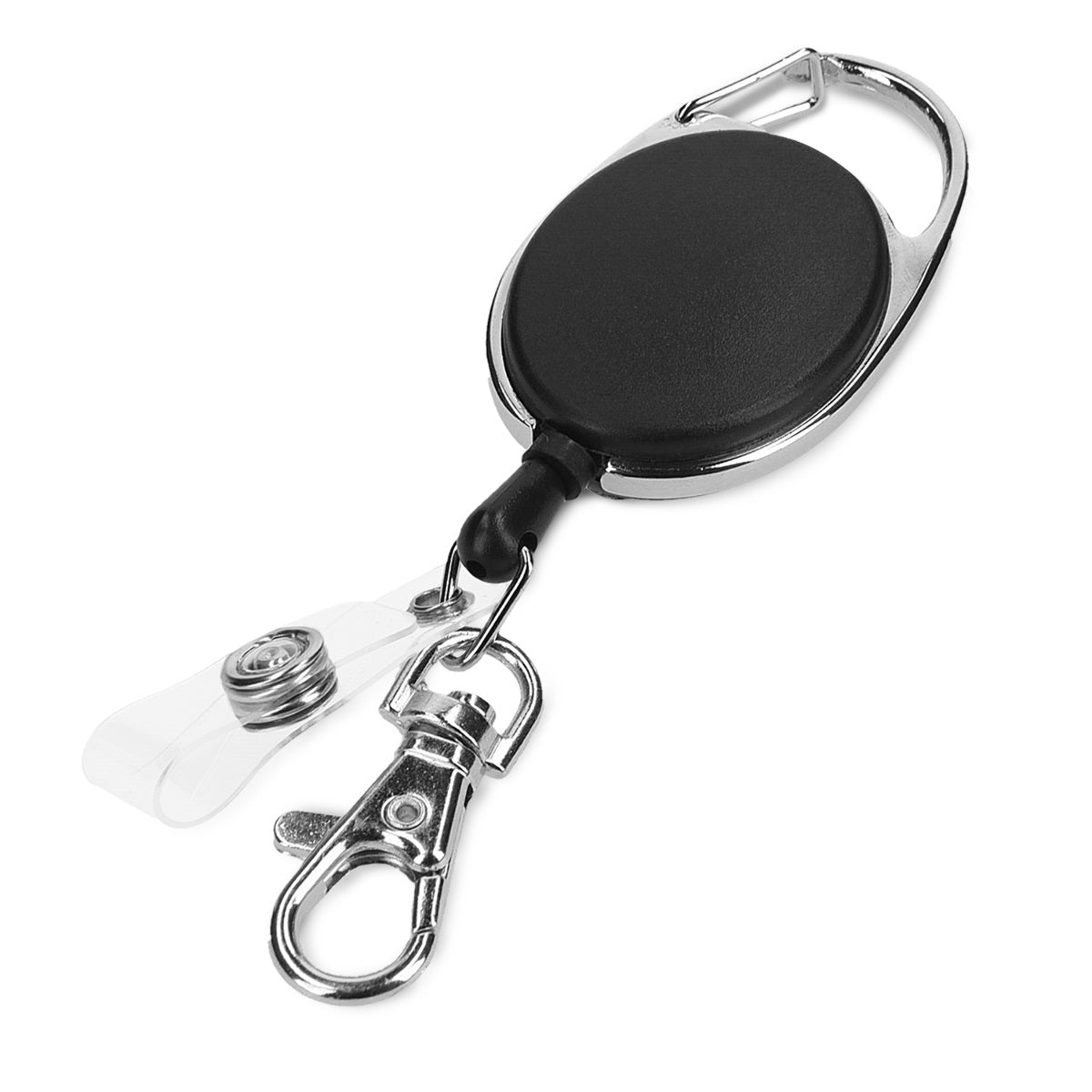 kwmobile Retractable Key Reel with ID Clip - Extendable Keychain - Carabiner Lanyard - Keyring with Card Holder