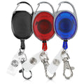 kwmobile Retractable Key Reel with ID Clip - Extendable Keychain - Carabiner Lanyard - Keyring with Card Holder