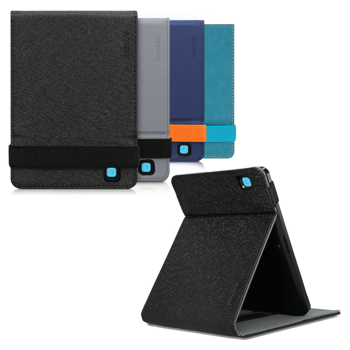 kwmobile Case Compatible with Kobo Aura Edition 2 - e-Reader Cover with Hand Strap Stand