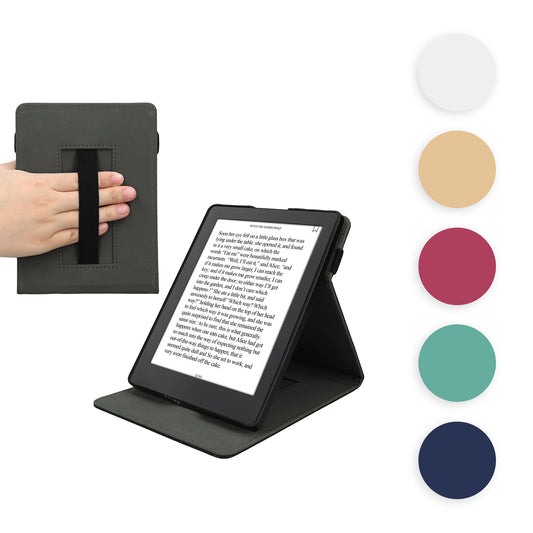 kwmobile Schutzhülle kompatibel mit Kobo Aura H2O Edition 2 - Hülle e-Reader mit Schlaufe Ständer - - Schwarz Schwarz  