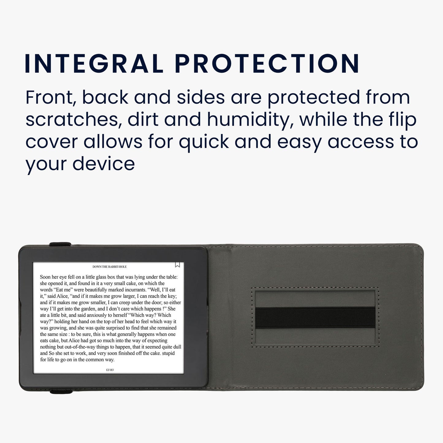 kwmobile Case Compatible with Kobo Aura H2O Edition 2 - E-Reader Cover with Hand Strap Stand