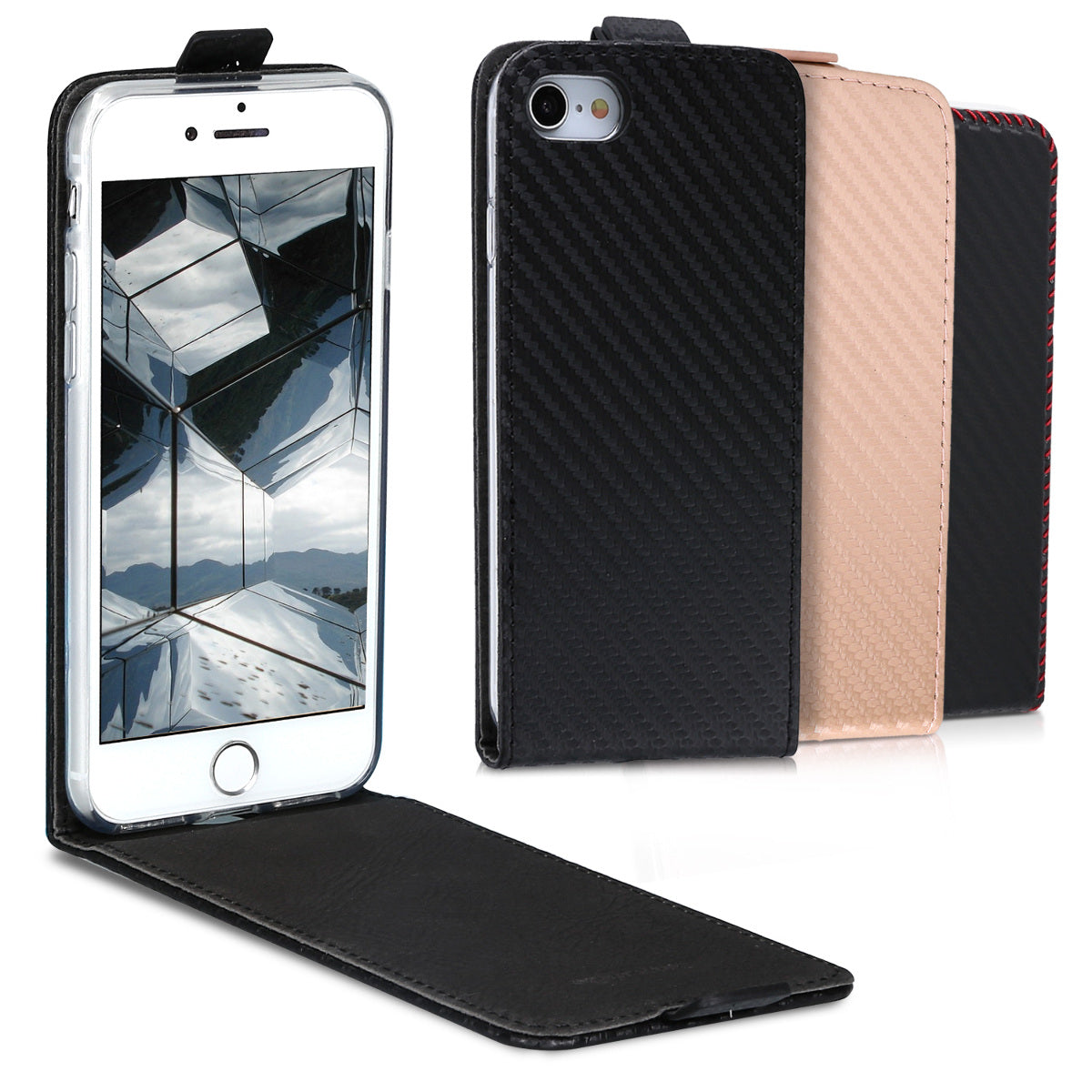 kwmobile Case Compatible with Apple iPhone SE (2022) / iPhone SE (2020) / iPhone 8 / iPhone 7 - Cell Phone Case - Flip Protective Cover