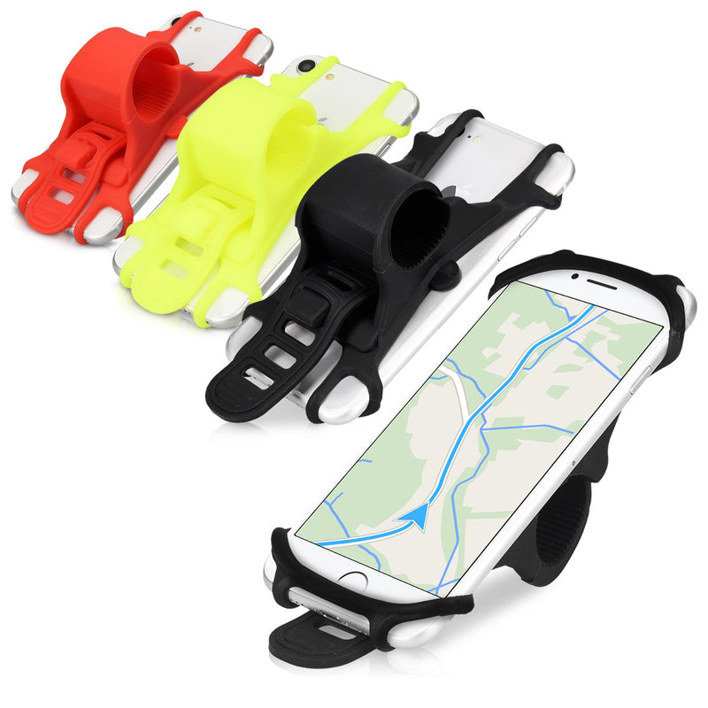 kwmobile Handy Fahrrad Halterung Universal Halter - Fahrradhalterung Handyhalterung aus Silikon für alle Fahrradlenker - Schwarz Schwarz  